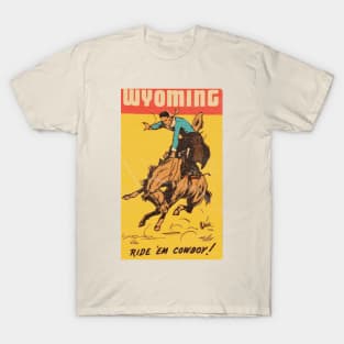 Wyoming Cowboy / Vintage Luggage Sticker T-Shirt